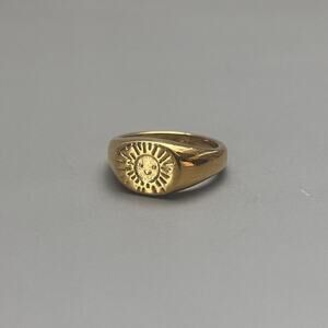 Y2K Vintage Gold Happy Sun Ring – Size 7.5, Unisex, Brand New